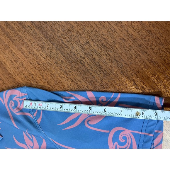 Reyn Spooner Alfred Shaheen Mens Medium Blue Pink Bird of Paradise Polo Shirt - Picture 13 of 14